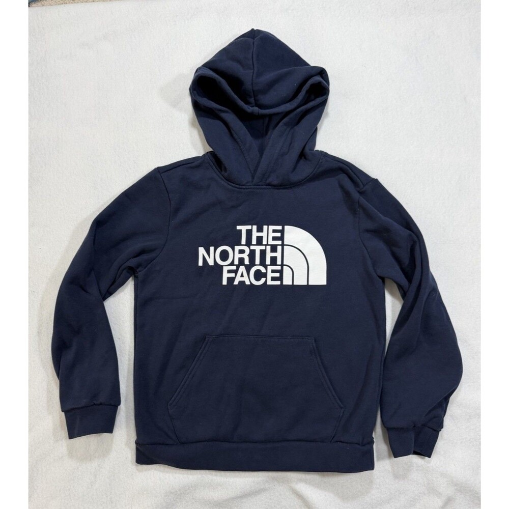 The North Face Hoodie Navy Blue Pullover Logo Sweatshirt Half Dome Youth Medium